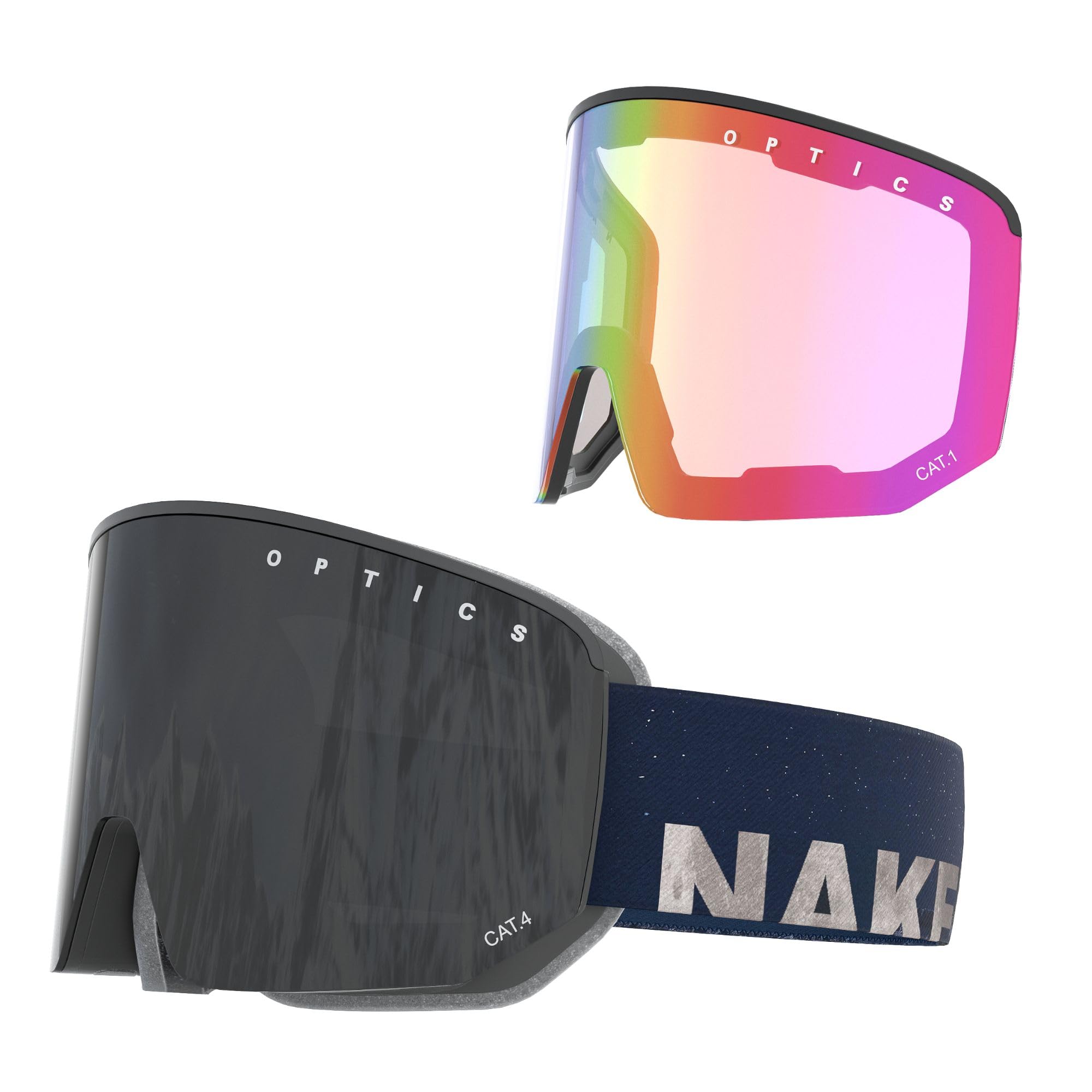 NAKED Optics The NOVA Ski Goggles Men, Ski Goggles Women, Snowboard Goggles (NOVA Moonlight, + bad weather lens included)