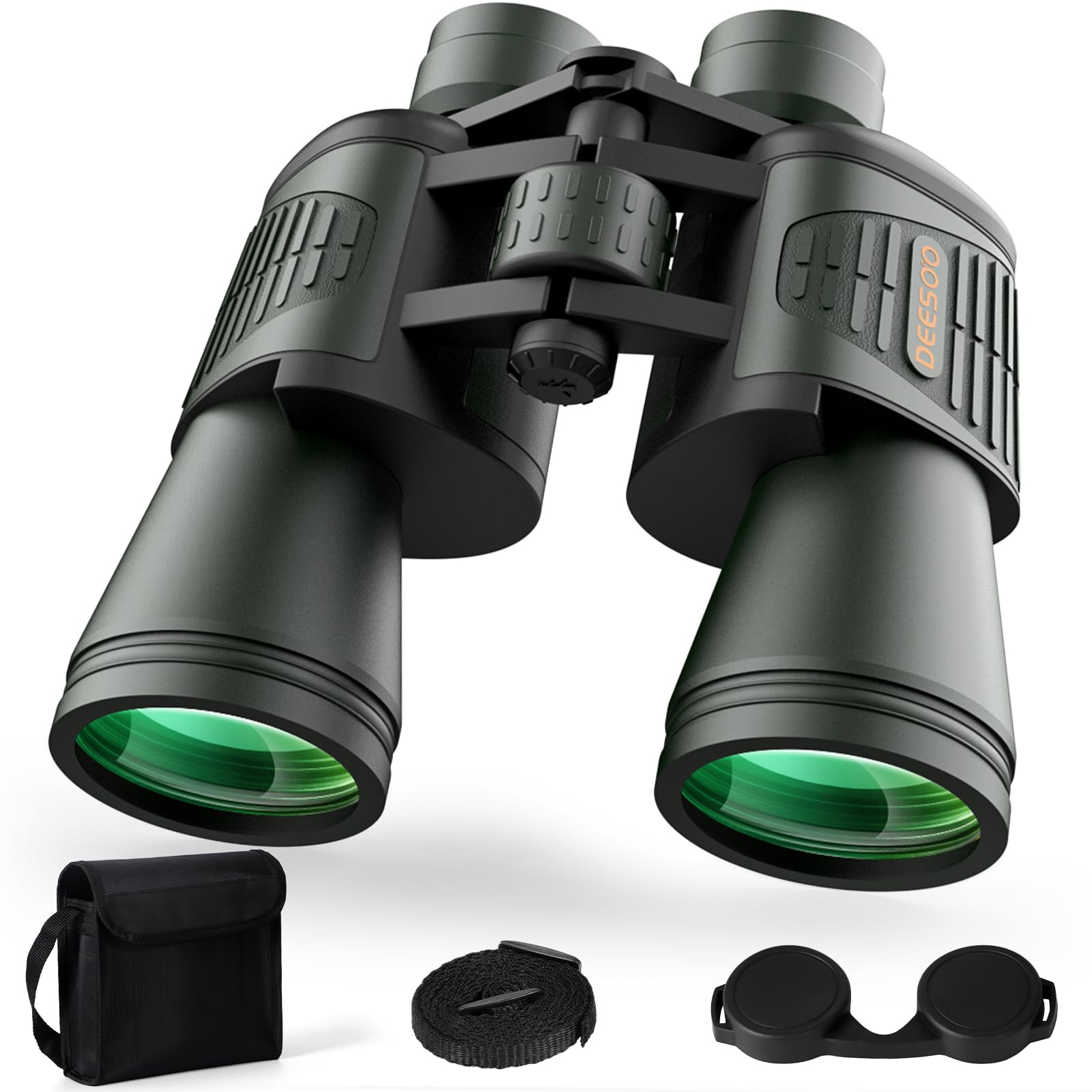 Deesoo 20x52 Binoculars for Adults High Powered - HD Large View Binoculars with Low Light Vision - Professional Binocular for Hunting Bird Watching Travel Cruise Outdoor Sports - Green Image