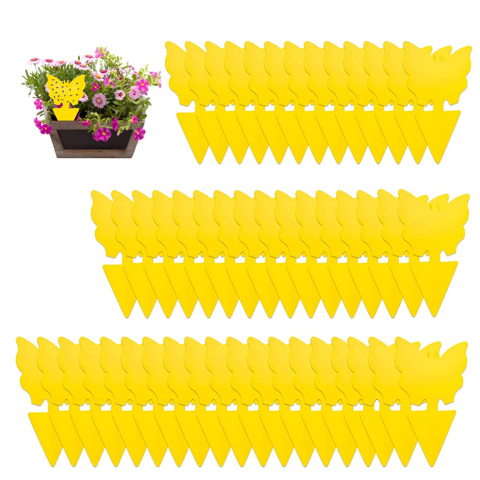 Luokeily 50 Pcs Dual Sticky Fly Traps, Yellow Dual Sided Sticky Bug, Fruit Plant Fly Traps Butterfly Paper Sticky Catcher for Indoor Outdoor Garden Plant Catcher