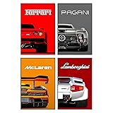 Car Poster Canvas Wall Art, Ferrari Lamborghini