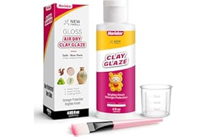 Nariolar Air Dry Clay Glaze - 4fl oz/120ml Clay Varnish Gloss with Measuring Cup & Brush, Scratch Resistant, Waterproof, Prevents Cracking, High-Gloss Finish for Pottery & Craft Projects