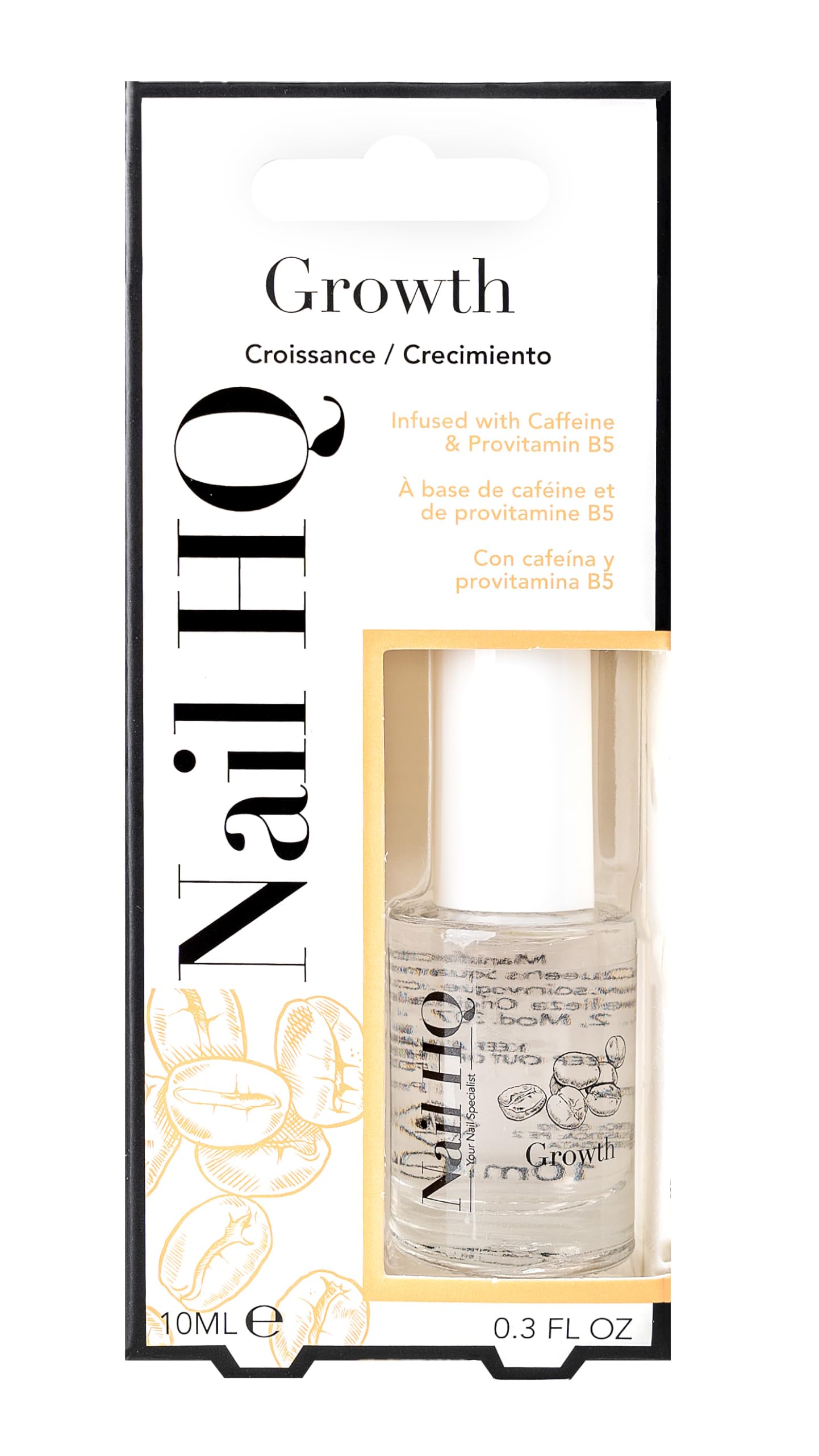 Nail HQ Growth Serum 10ml – Biotin Nail Treatment for Growth & Strength | Provitamin B5 & Caffeine Formula – Vegan & Cruelty-Free, Clear Base Coat for Brittle, Weak Nails