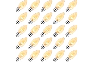 Brightown 25 Pack C9 Bulbs Incandescent Light Bulbs, Christmas C9 Replacement Bulbs for Christmas String Light, E17 Intermediate Base, 7 Watt, Clear