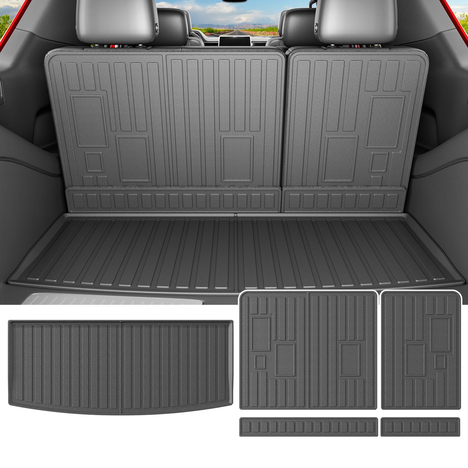 Photo 1 of **MISSING PARTS**
powoq Cargo Mat Compatible with 2022-2026 Chevy Tahoe GMC Yukon Cargo Liner TPE Trunk Mat Backrest Trunk Liner Replacement for 2022 2023 2024 2025 2026 Chevy Tahoe Accessories