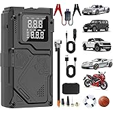 3000A Jump Starter with Air Compressor,Portable Car Battery Jump Starter,12V Jump Box Car Battery Jump Starter,with 150PSI Tire Inflator,with Jumper Cables, Lights(10L Diesel All Cars)