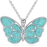 VONALA Butterfly Necklace for Women Sterling Silver Turquoise Butterfly Pendant Jewelry Gifts