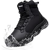 KEFUWU Military Tactical Boots Men 6 Inches Waterproof Lightweight Combat Boots Side-Zip Durable Work Hiking Shoes Cushion Support