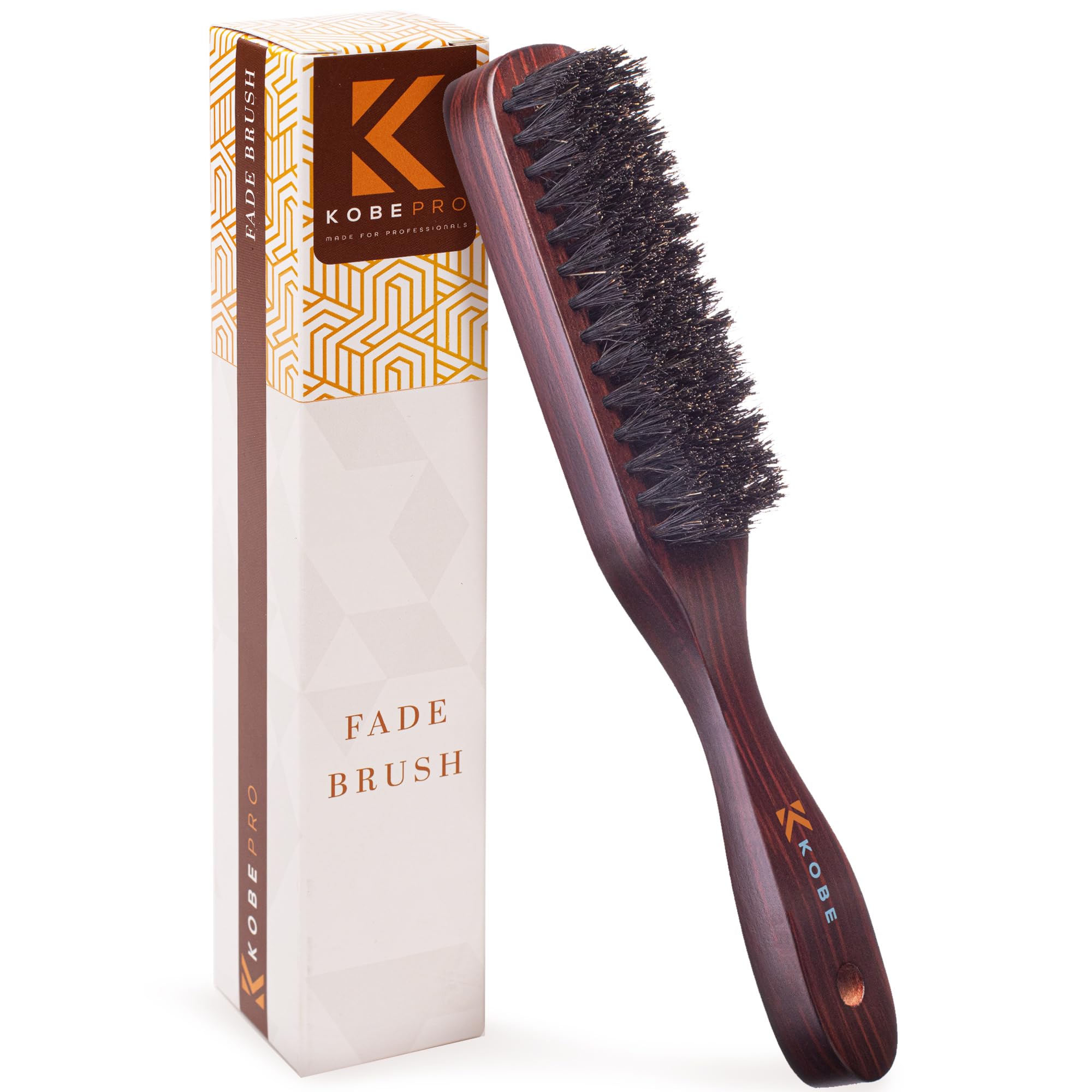 Kobe Professional Men's Beard and Fade Brush - Men’s Boar Bristle Hair Brush/Beard Brush - For Fading & Moustache Styling (Orson)
