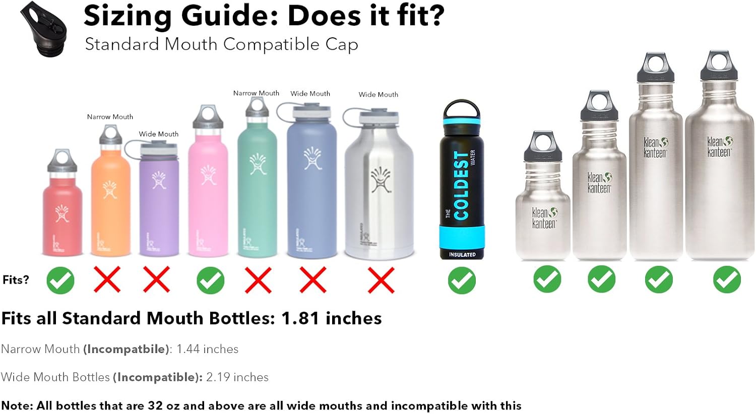 The Coldest Water Standard Size Mouth Hydro Sports Straw Cap Flip Top Lid - Multi-Compatible with Standard Flask Mouth Size Stainless Steel Water Bottles : Sports & Outdoors