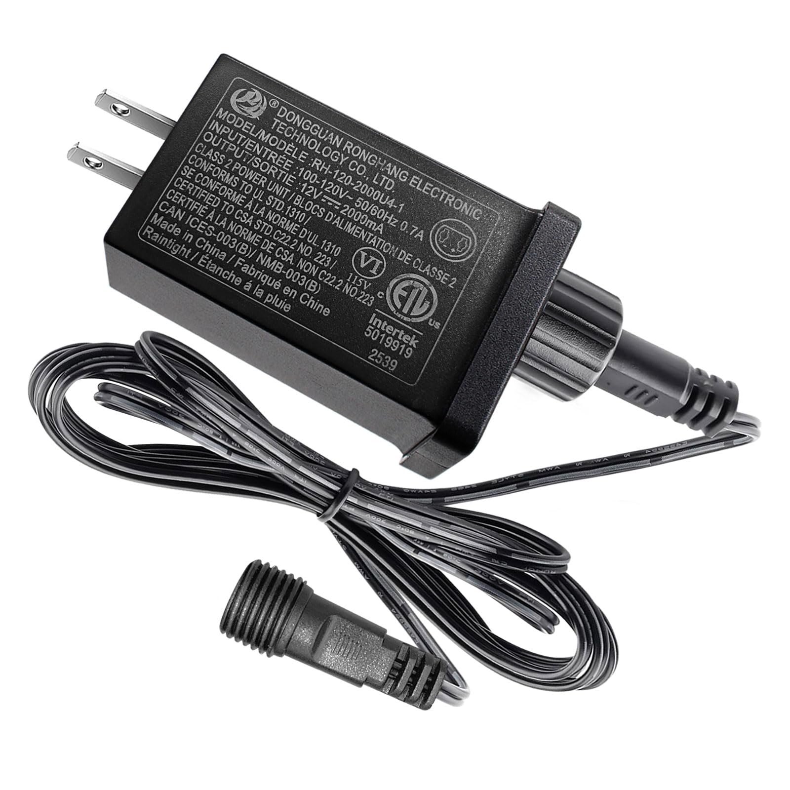 Photo 1 of 12V 2A LED Controller with Extension Cord, 24W Class 2 Power Supply Ip44 Low Voltage Transformer ?Replacement Model RH-120-2000-U4-1 for Christmas String Light Inflatable Decorations