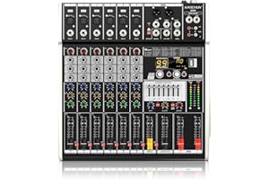 KASCHUN Professional Audio Mixer G96X, 6-channel 99 DSP Reverberation Effect, Digital USB MP3 input, 48V Phantom Power Stereo Suitable for PC, USB Mixer Suitable for Parties Weddings