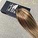 Sunny 50g/20pcs Chocolate Brown Fade to Honey Blonde(colour 27) Mixed #4 100% Remy Brazilian Hair Ombre Tape in Straight Human Hair Extensions 16inch