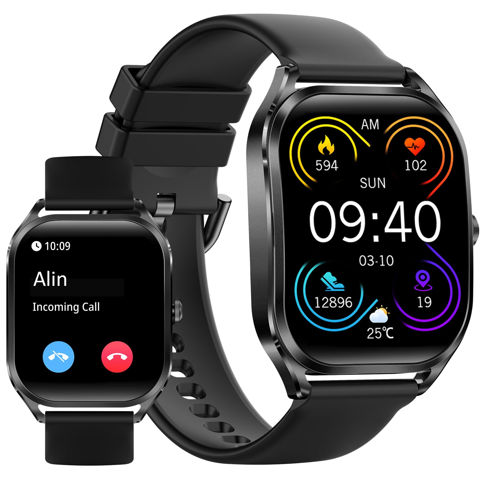 kaacly Smart Watch Fitness Tracker, Answer/Make Bluetooth Calls Smart Watch for Men Touchscreen with Heart Rate Sleep Monitor, Weather, 100 Sport Modes, Smartwatches for iOS and Android Phones