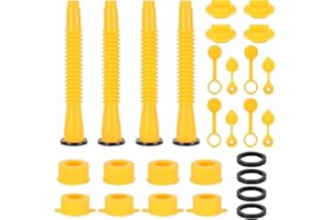 NEAGLORY 4-Kit Gas Can Spout Replacement, Flexible Pour Nozzle with Screw Collar Caps, Spout, Spout Sealing Cap, Extra Rubber Gasket, Replacement Vent Caps Suitable for Most 1/2/5/10 Gal Oil Cans