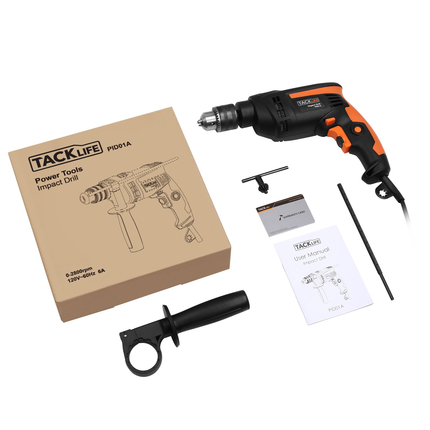 Hammer Drill, Tacklife 1/2In. 2800rpm Dual Drills Mode, Variable Speed