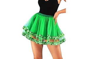 GEMILY St. Patrick's Day Women Tutus Skirt Irish Shamrock Green Tulle Dance Skirts Layered Costume Tutu Skirt for Women