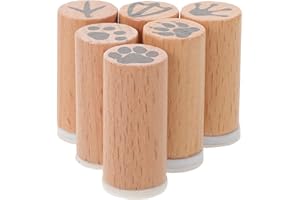 Homoyoyo with Detailed Impressions Animal Footprint for Crafting 6pcs Wooden Rubber Stamps Versatile Use