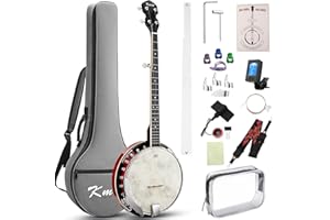 Banjo, Kmise 5 String Banjos with Remo Head Full Size 38 Inch Closed Back with Removable Resonator, Strings Pack, Finger Pick