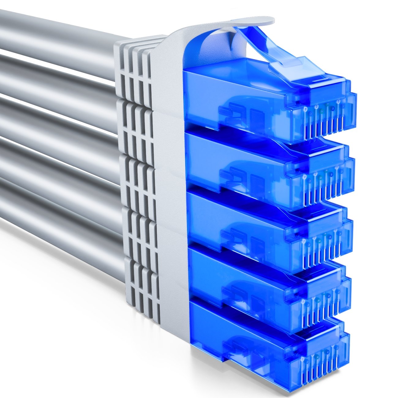 deleyCON 5x 2m (6.56 ft.) CAT6 Network Cable Set - U-UTP RJ45 CAT-6 LAN Cable Patch Cable Ethernet Cable DSL Switch Router Modem Repeater Patch Panel - Grey