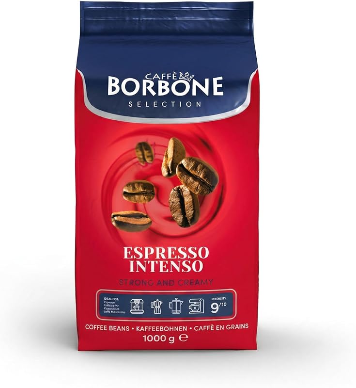 Café en Grains - Espresso Intenso - Espresso Napolitain Authentique - Intensité 9/10 - Mélange Riche et Vibrant avec Notes de Chocolat Noir - Format 1kg