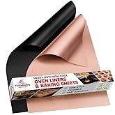 Oven Liners for Bottom of Oven with Baking Sheet Mat, Heat Resistant Stove Liners for Bottom of Electric Stove and Teflon Sheets for Baking, Reusable Matt for Electric Range