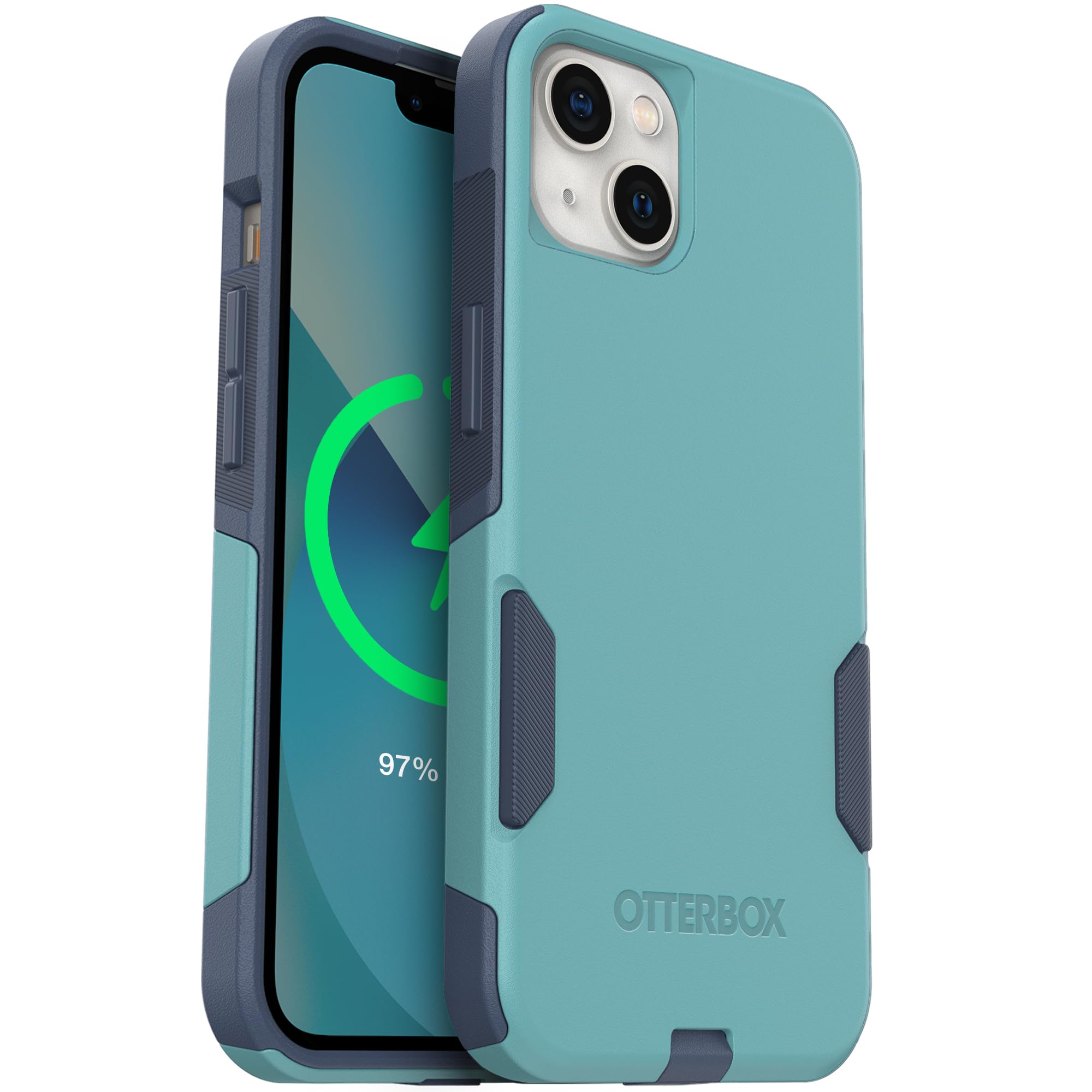 OtterBox iPhone 13 (Only) – Commuter Series Case – Thin, Dual-Layer, Pocket-Friendly, Port Cover – Teal/Blue Image