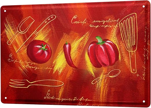 Amazon Com Tin Sign Kitchen Decor Red Tomato Vegetable Peppers