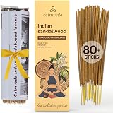 Calmveda Indian Sandalwood Incense Sticks 80 Charcoal Free Flowers Upcycled view 1