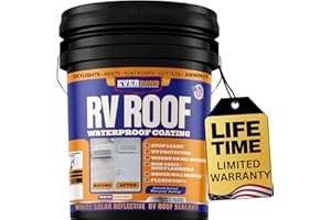 EVERBOND RV Roof Coating - Liquid Rubber RV Roof Sealant for Camper Roofs, Trailers, Motorhomes, and Metal Buildings - Roof Cooling White 4.75 Gallon