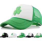 St Patricks Day Green Shamrock Trucker Hats, Ireland Irish Men Women Clover Baseball Cap, Gifts for Dad Mom Grandpa Grandma