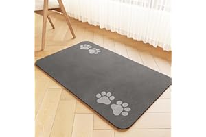 EDC-BFYOU Pet Feeding Mat-Absorbent Pet Placemat for Food and Water Bowl, Dog Food Mat with Waterproof Rubber Backing, No Stains Quick Dry Water Dispenser Mat for Dog and Cat, Light Gray-16"x24"
