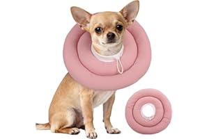 IDOMIK Dog Recovery Collar, Waterproof Soft Dog Cone After Surgery, Comfy Protective Elizabethan Collar Alternative for Dogs Cats, Adjustable Pet Neck Donut Cone Anti-Licking Biting Wounds,Pink,S