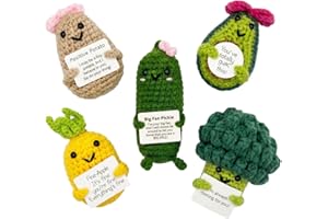 Colorful Handmade Crochet Vegetable Plush, Emotional Support Potato Avocado Pineapple Broccoli Cucumber, Cute Desk Decor for 
