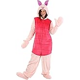 Disney Deluxe Adult Piglet Costume, Winnie the Pooh Piglet Hooded Onesie for Men and Women, Disney's Piglet Outfit Halloween