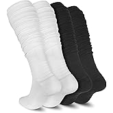 Dingcooler Scrunch Football Socks 2 Pack, Extra Long Padded Athletic Socks for Men & Women
