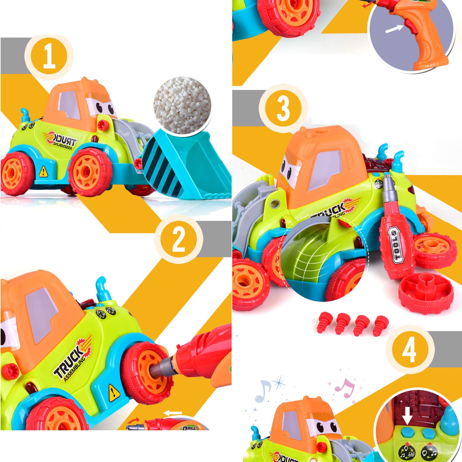女の子 男の子 3 4 5歳 おもちゃ ブルドーザー 組み立て トラック 車 組み立て玩具 Toys Take A Part Diy B07gn8mbvj 3歳以上の子供に最適なギフト 自分だけのカーキットを作る ライト ドリルツール おもちゃ 組み立てブルドーザー 大工さん 激安大特価 Anoual Ma