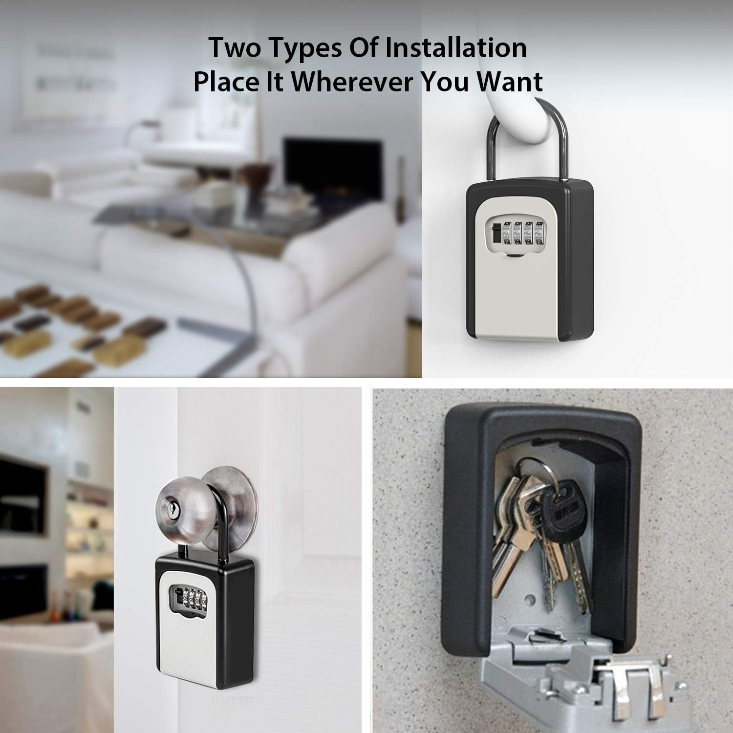 Key Lock Box, Combination Lockbox with Code for House Key Storage, Combo Door Locker: Electronics