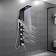 ROVOGO Unibody Shower Panel Tower with 4 Modes (Rainfall Shower, Body Jets, Handheld and Tub Spout), No Battery Needed Led Lights and Temp Display, 304 Stainless Steel Shower Column, Black