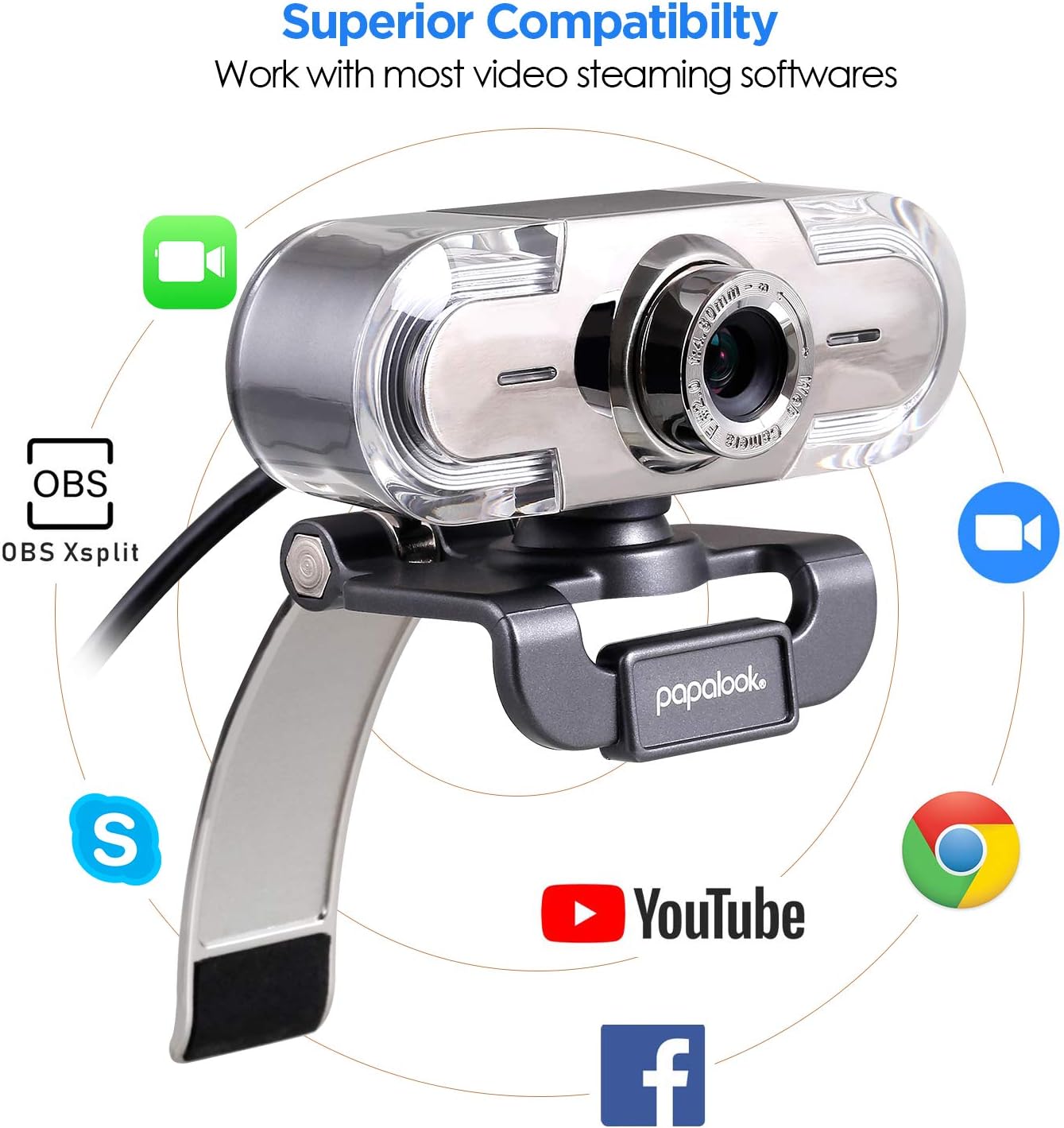 Webcam 1080P Full HD PC Skype Camera, PAPALOOK PA452 Web Cam with Microphone, Video Calling and Recording for Computer Laptop Desktop, Plug and Play USB Camera for YouTube, Compatible with Windows: Electronics
