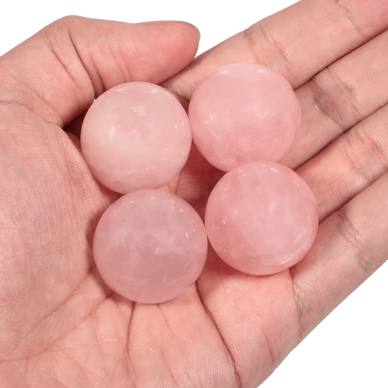 Lovionus89 4Pcs Healing Crystal Ball Divination Sphere, 25mm Hand Carved Gemstone Home Decoration Small Fengshui Balls, Rose Quartz
