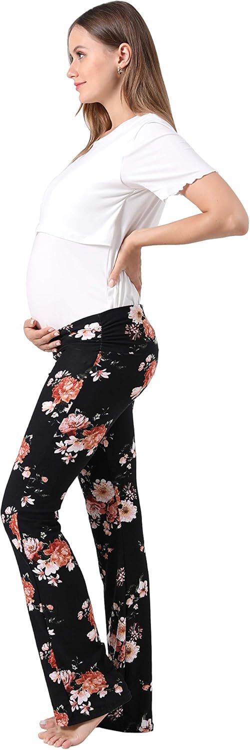 Women Maternity Pants Stretchy Comfy Wide Soft Palazzo Elastic Pregnancy Lounge Trousers at  Women’s Clothing store