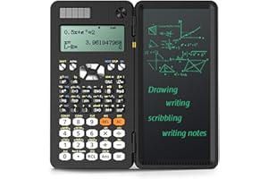 aqxreight Desktop Scientific Calculator with Notepad 417 Function Multifunctional Calculator with LCD Writing Tablet, Dual Po