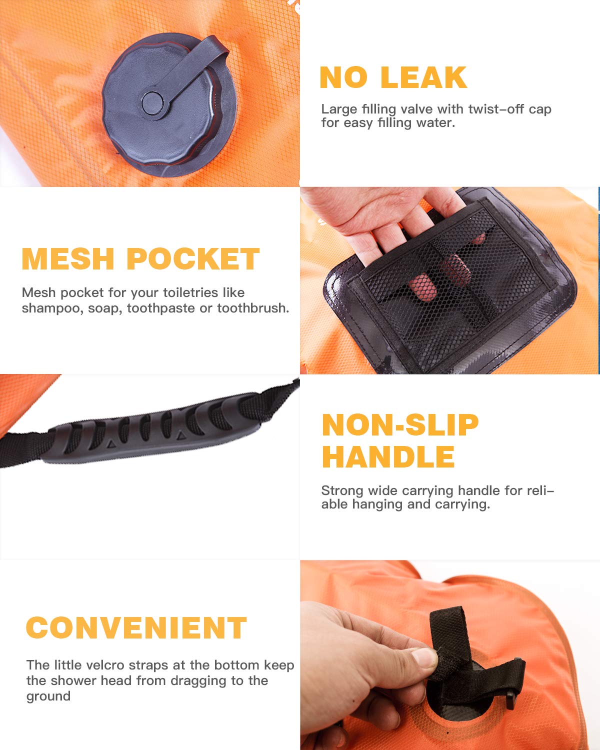 KingCamp Portable Outdoor Camping Solar Shower 20 Litre with Temperature Gauge