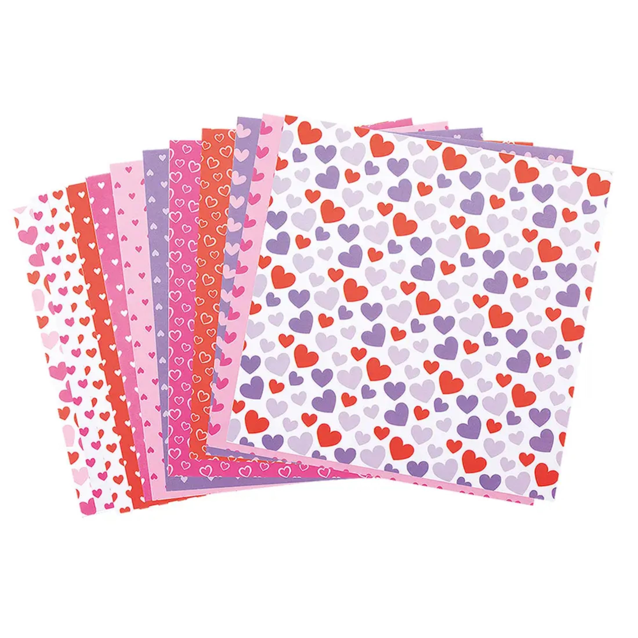 Baker Ross Heart Printed Paper - Pack of 48, Valentine's Craft Card for Kids (FC672)