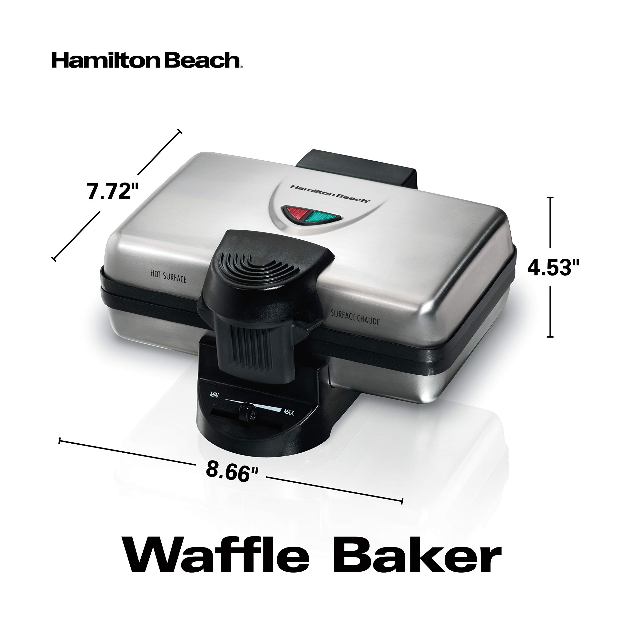 Hamilton Beach 2Slice NonStick Belgian Waffle Maker with Browning