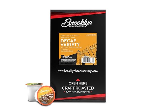 BROOKLYN BEANS COFFEE PODS, ASSORTED DECAF VARIETY PACK – COMPATIBLE WITH KEURIG K CUP BREWERS INCLUDING 2.0 COFFEE MAKERS, 40 COUNT, PERFECT FOR DECAF COFFEE LOVERS