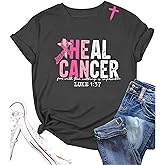 Breast Cancer Shirts Women Pink Ribbon T-Shirt Breast Cancer Awareness Inspirational Short Sleeve Tee Tops