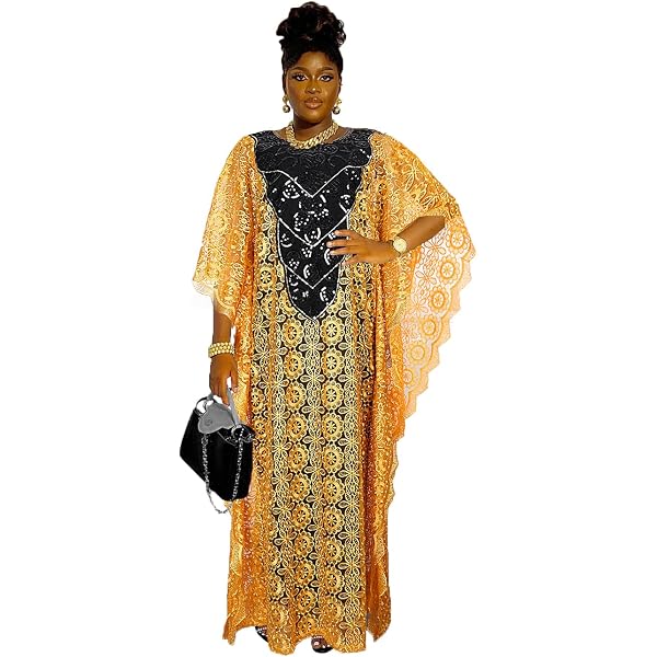 Bubu Dress African Print For Women - Rhinestone Pattern Maxi Gown One Size  Plus Size Caftan Nigerian Dresses For Women