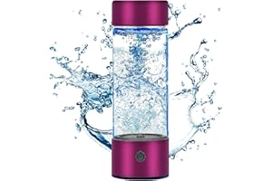 VNAEEU Hydrogen Water Bottle, Portable Hydrogen Water Ionizer Machine, Liquid Water Bottle with Built-in LED Light, Hydrogen Rich Water Glass Drinking Water Bottle for Travel, Fitness, Yoga Purple Color
