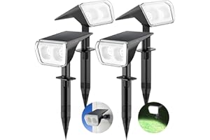 Consciot Solar Spot Lights Outdoor Waterproof, 24 LED Dusk-to-Dawn Solar Outdoor Lights, 2 in 1 Adjustable Wall Lights, Daylight Solar Landscape Spotlights for Garden Yard Wall Walkway, 4 Pack